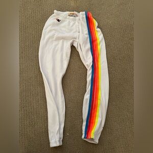 white with neon aviator nation sweat pants size large